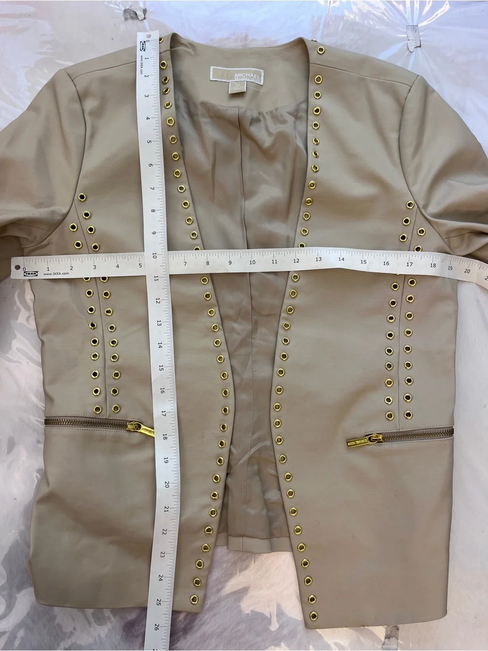 Michael Kors Cream Blazer with Gold Stud Accents
